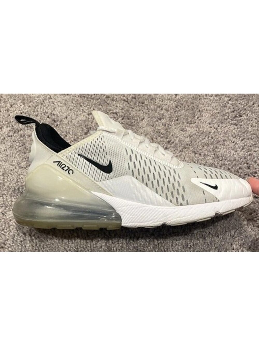 Nike Air Max 270 Mens Shoes Size 8.5 White Black Running Sneakers